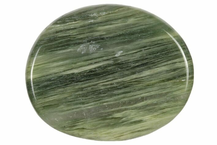 1.5" Polished Green Hair Jasper Flat Pocket Stone  - Photo 1
